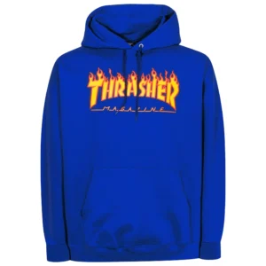 Thrasher Hoodie Flame Royal Blue Size S