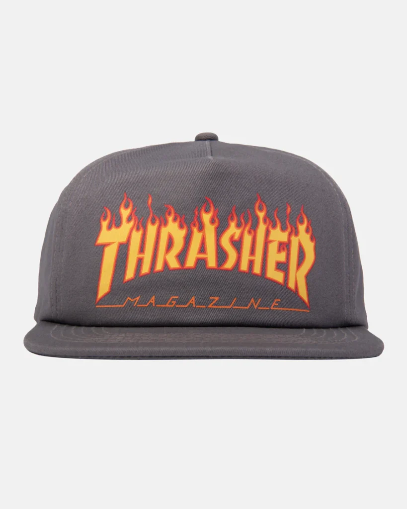 Thrasher Magazine Flames Cap Grey.